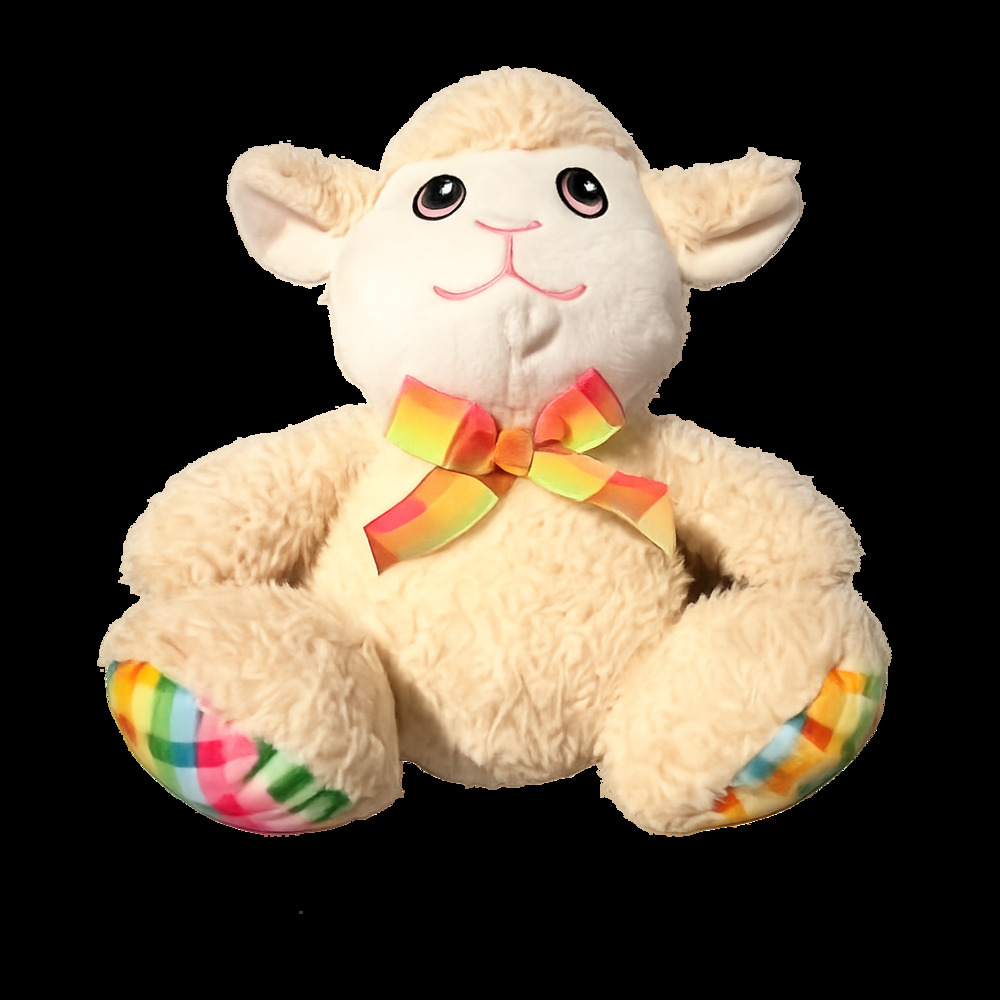 Hug & Luv Easter Lamb Sheep Plush Stuffed Toy with Rainbow Plaid Bow and Feet